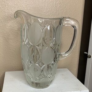 VINTAGE Textured Frosted Glass Pitcher GUC